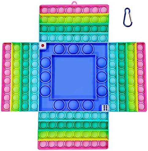 Jumbo Rainbow Pop It Fidget Toy - Giant Chess Board and Dice Game for Kids