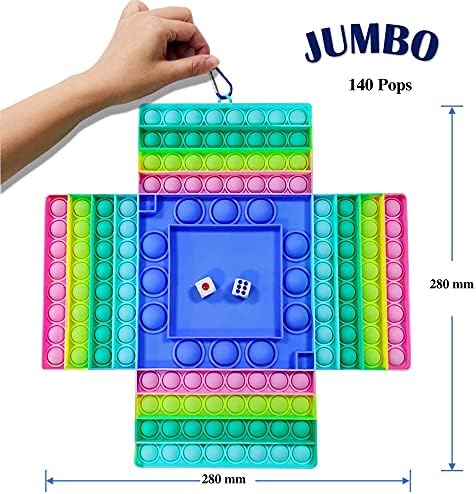 Jumbo Rainbow Pop It Fidget Toy - Giant Chess Board and Dice Game for Kids