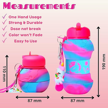 Unicorn Water Bottle - Collapsible Bottle for Boys and Girls