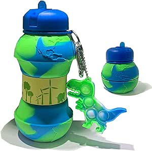 Earth Globe Dino Water Bottle - Collapsible Bottle for Boys and Girls