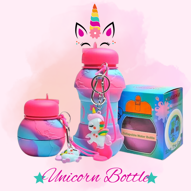 Unicorn Water Bottle - Collapsible Bottle for Boys and Girls
