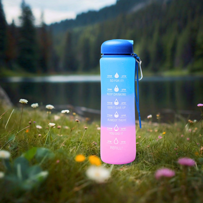 Motivational Water Bottle - Foldable Blue & Purple