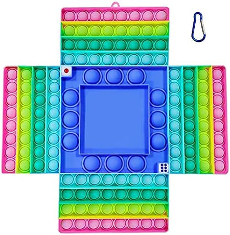 Jumbo Rainbow Pop It Fidget Toy - Giant Chess Board and Dice Game for Kids