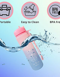 Motivational Water Bottle with Time Markings - Collapsible Silicone Bottle
