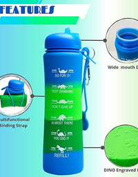 Motivational Water Bottle - Foldable Dinosaur Engraved Earth
