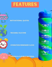 Motivational Water Bottle - Foldable Green & Blue Earth
