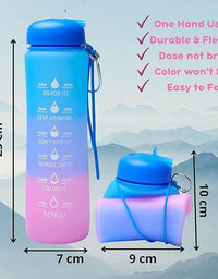 Motivational Water Bottle - Foldable Blue & Purple
