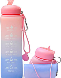 Motivational Water Bottle with Time Markings - Collapsible Silicone Bottle
