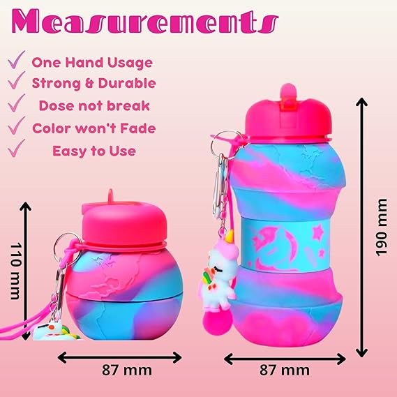 Unicorn Water Bottle - Collapsible Bottle for Boys and Girls