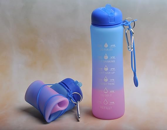 Motivational Water Bottle - Foldable Blue & Purple