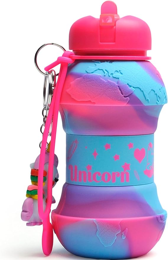 Unicorn Water Bottle - Collapsible Bottle for Boys and Girls