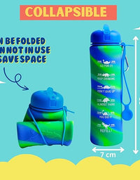 Motivational Water Bottle - Foldable Green & Blue Earth
