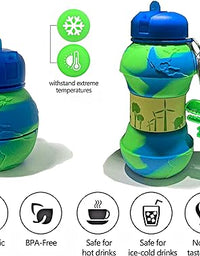 Earth Globe  Dino Water Bottle - Collapsible Bottle for Boys and Girls
