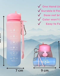 Motivational Water Bottle with Time Markings - Collapsible Silicone Bottle
