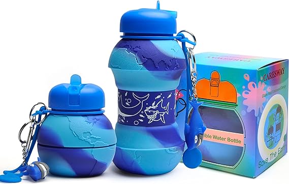 Shark Water Bottle - Earth Collapsible Bottle for Boys and Girls