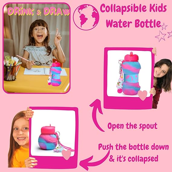 Unicorn Water Bottle - Collapsible Bottle for Boys and Girls