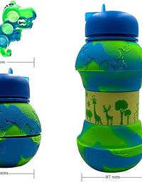 Earth Globe  Dino Water Bottle - Collapsible Bottle for Boys and Girls
