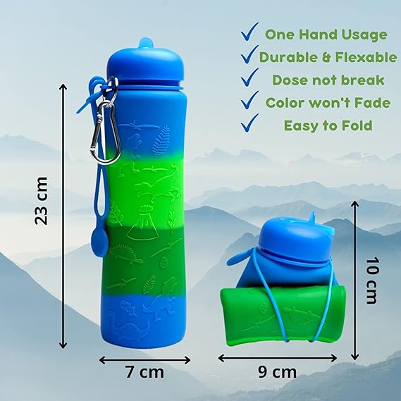 Motivational Water Bottle - Foldable Dinosaur Engraved Earth