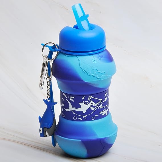 Shark Water Bottle - Earth Collapsible Bottle for Boys and Girls