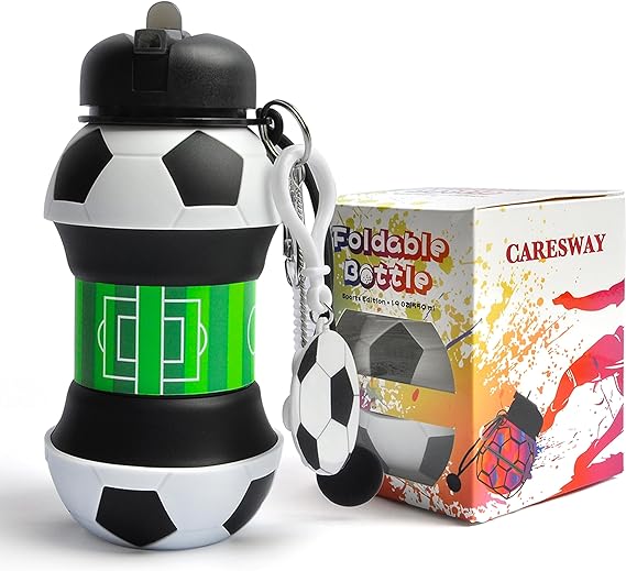 Football Water Bottle - Collapsible Bottle for Boys and Girls