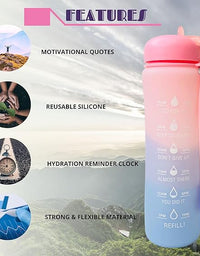 Motivational Water Bottle with Time Markings - Collapsible Silicone Bottle
