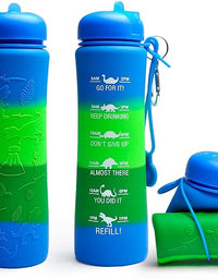 Motivational Water Bottle - Foldable Dinosaur Engraved Earth
