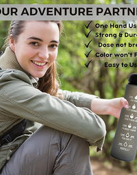 Motivational Water Bottle with Time Marking Collapsible Silicone Bottle
