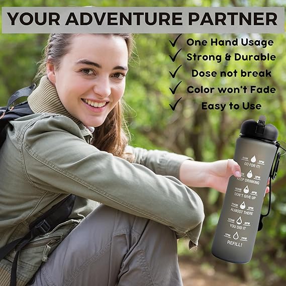 Motivational Water Bottle with Time Marking Collapsible Silicone Bottle