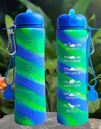 Motivational Water Bottle - Foldable Green & Blue Earth
