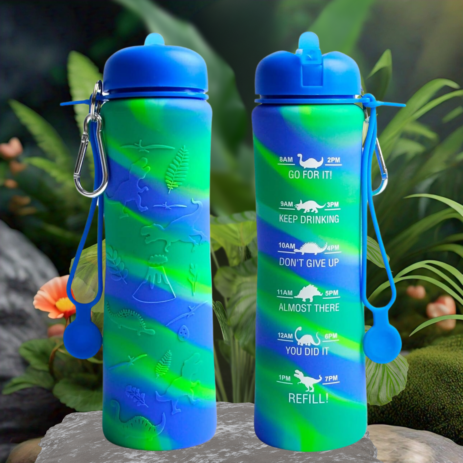 Motivational Water Bottle - Foldable Green & Blue Earth