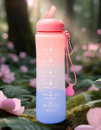 Motivational Water Bottle with Time Markings - Collapsible Silicone Bottle
