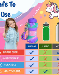 Unicorn Pop It Water Bottle - Collapsible Bottle for Boys and Girls
