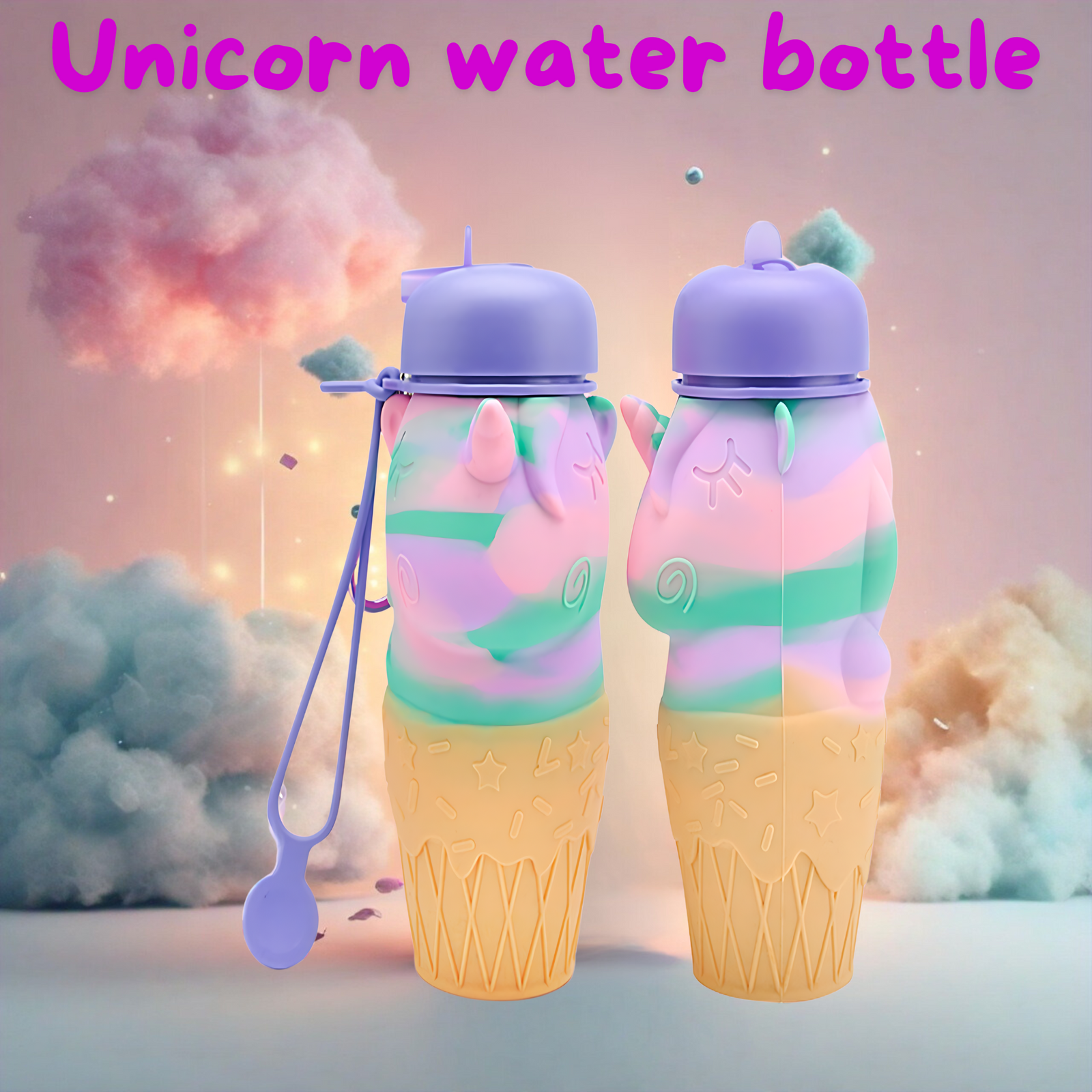 Unicorn Water Bottle - Foldable Bottle for Boys and Girls