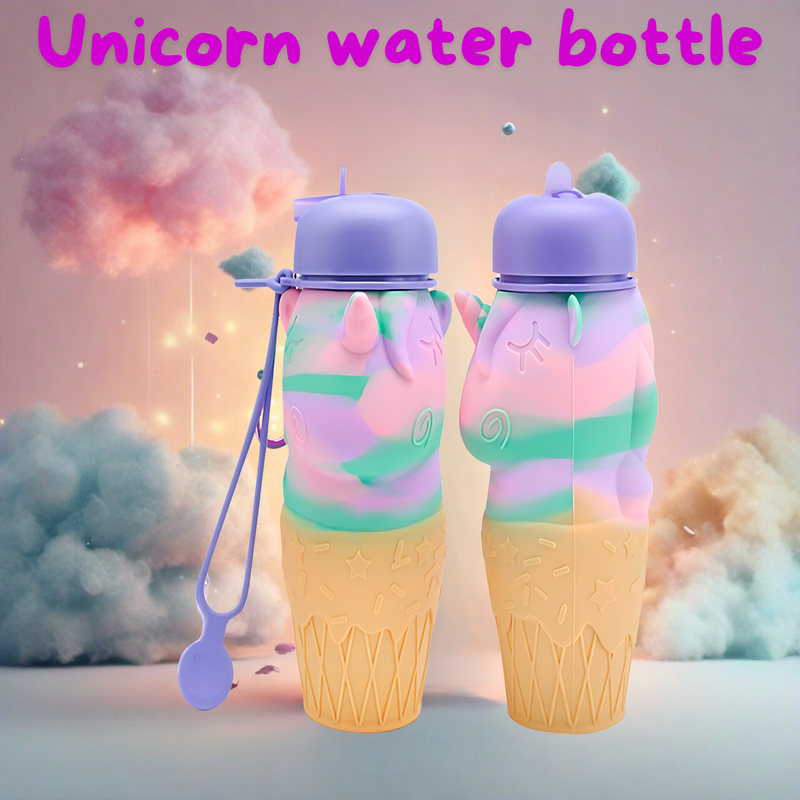 Unicorn Water Bottle - Foldable Bottle for Boys and Girls