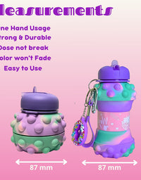 Unicorn Pop It Water Bottle - Collapsible Bottle for Boys and Girls
