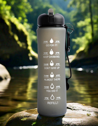 Motivational Water Bottle with Time Marking Collapsible Silicone Bottle
