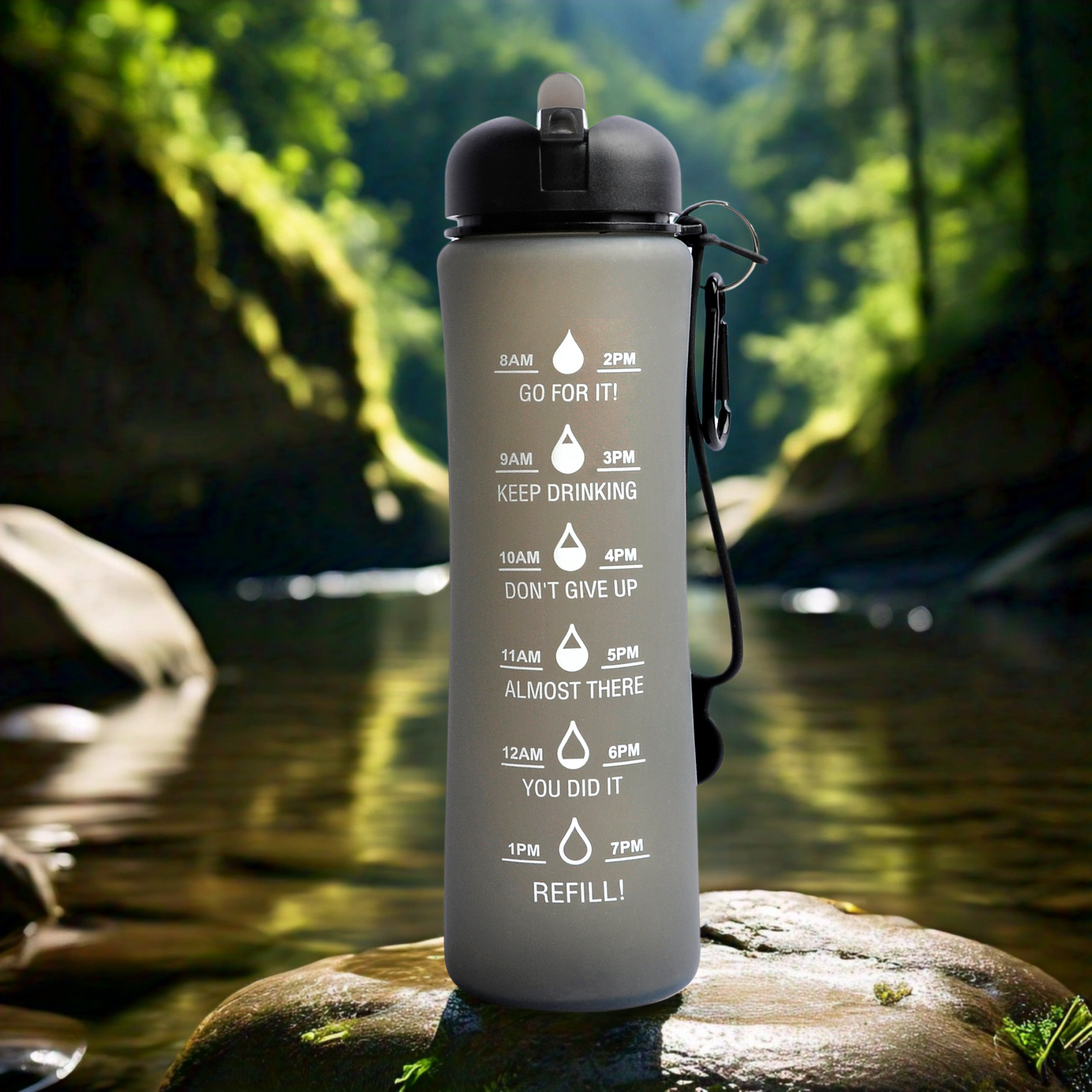 Motivational Water Bottle with Time Marking Collapsible Silicone Bottle